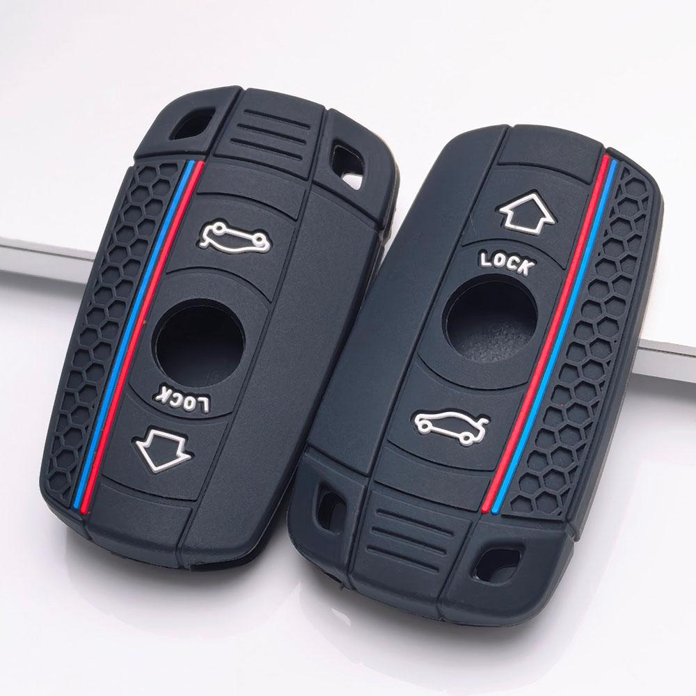 Silicone Car Key Fob Cover Designed for BMW 1 2 3 4 5 6 7 Series X1 X3 X4 X5 X6 M5 M6 Smart Remote Keys This Protective Case Features a Textured Side