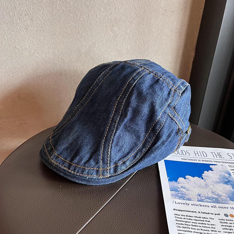 Solid Color Women Washed Denim Beret Hat Vintage Fashion Cowboy Newsboy Cap Girl Outdoor Sunsahde Forward Caps