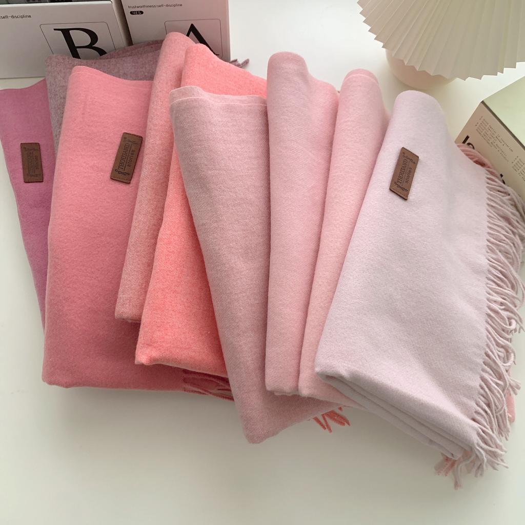 Leather Standard High-quality Imitation Cashmere Versatile Solid Color Thick Fringed Scarf New Women's Autumn and Winter Korean Version Shawl Winter