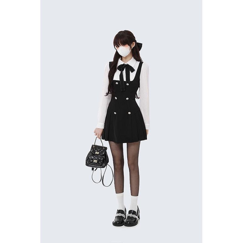 French Black Rich Little Princess Two-Piece Dress - Women's Autumn Collection