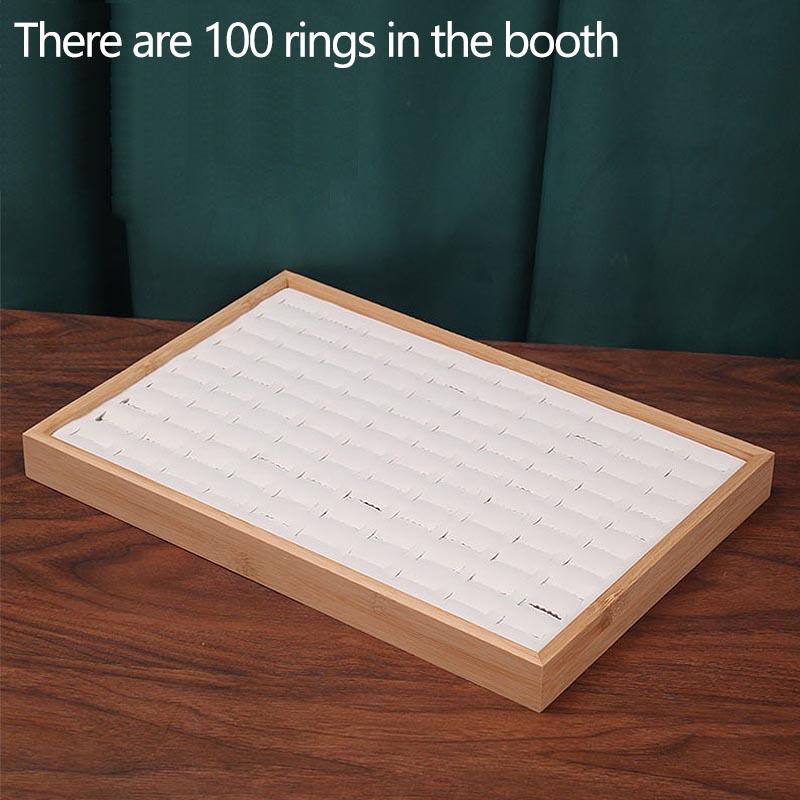 

Bamboo Wood Velvet 100 Digit Ring Display Tray Stud Earrings Jewelry Storage Plate Jewellery Counter Showcase Props JJH05 белый