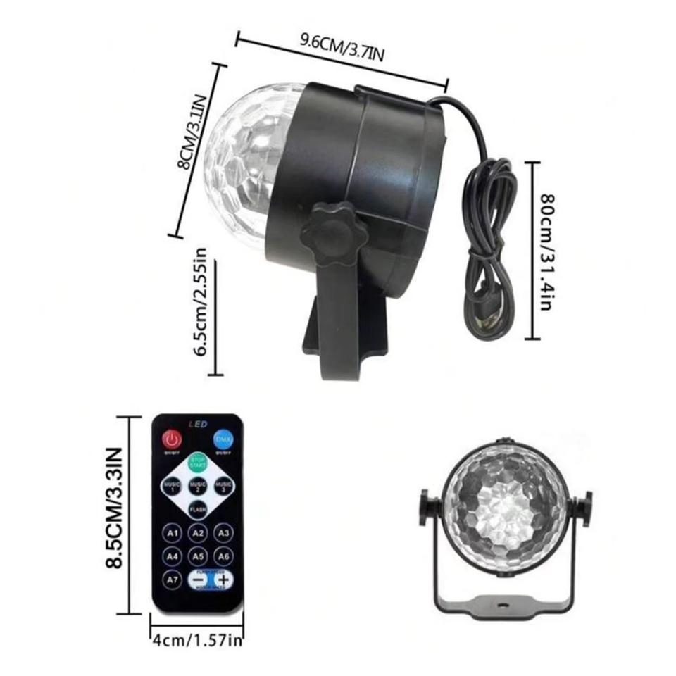 7 Colors ABS Crystal Magic Ball Light Sound Activated Led Stage Light with Remote Control Strobe Lamp for Family Parties and Holiday Celebrations