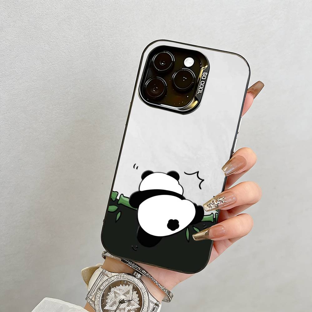 panda Phone Case For iPhone 17,16,15,14,13,12,11 Plus,Pro Max,XS,Colorful Silver Phone case Funda Cover