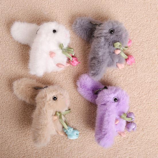 Tulip Lop-Eared Rabbit Doll Pendant Plush Keychain Soft Skin-Friendly Cute Bunny Bag Charm