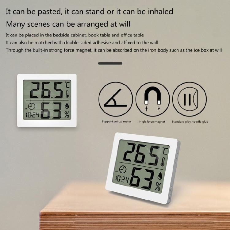 Convenient Digital Thermometer Hygrometer Clock ABS for Kids Room & Pet Owners