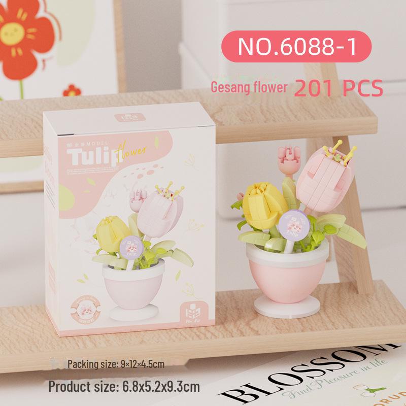 

Букет із кубиків Соняшника - маленька іграшка для збирання частинок, сумісна з Lego, подарунок дітям і вчителям.