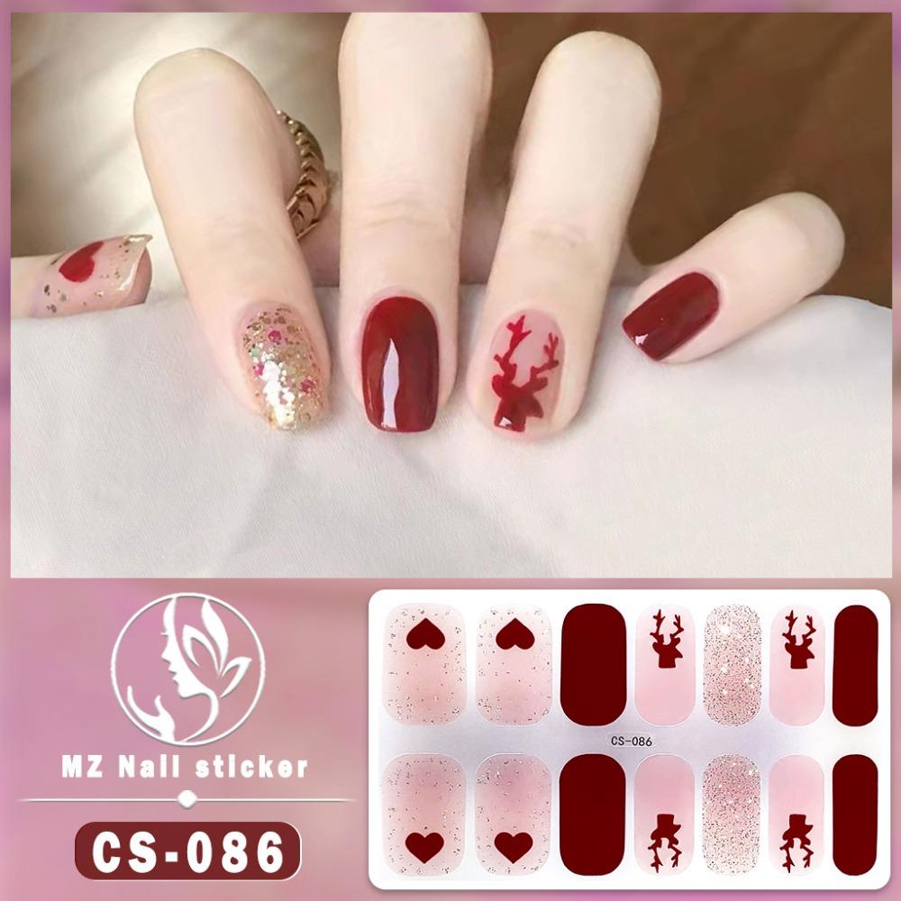 New type of bake-free gel nail polish film, full sticker, plaid spring and summer flower nail art film, nail film, waterproof paper patch