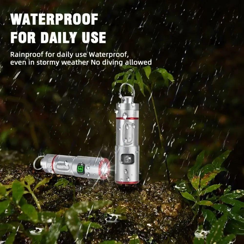 High Power Keychain Flashlight 6 Modes Adjustable Emergency Torch Mini LED Flashlight  Hiking