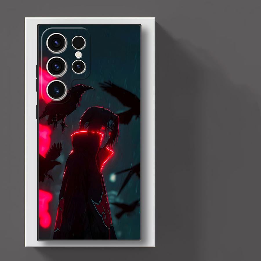 Black Soft Phone Cover Case for Samsung Galaxy S23 Ultra S24 Plus S25 Edge S21 FE S20 Handsome Red Uchiha Itachi