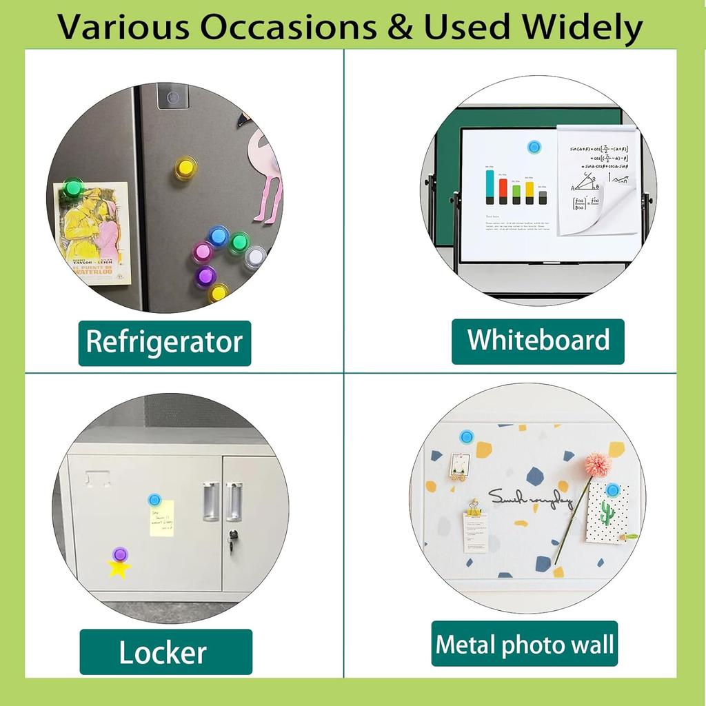 Fridge Magnets - 14 Pack Strong Refrigerator Magnets, Heavy Duty Small Magnets with 7 Colors, Whiteboard Magnet for Crafts, Locker, Office & Kitchen,