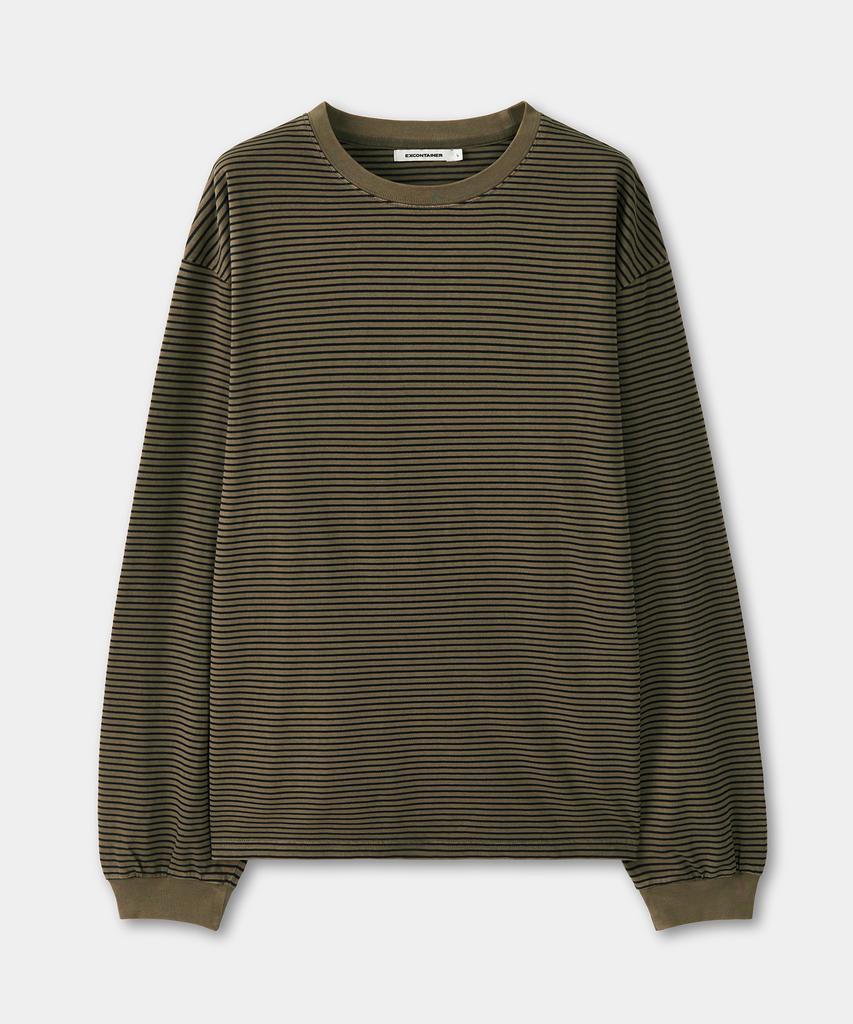 EXCONTAINER Vintage Pigment Stripe Long Sleeve (Deep Beige)