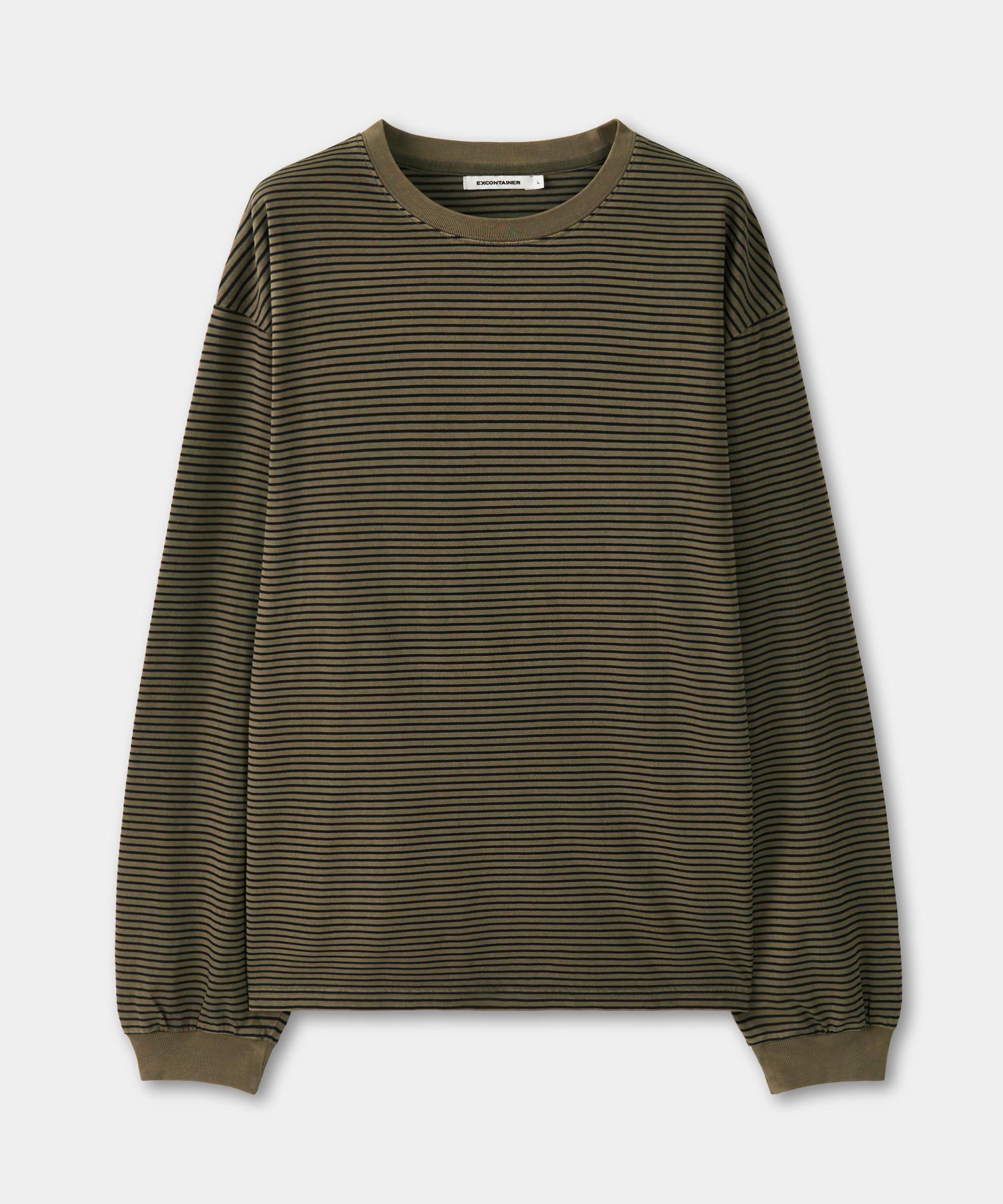 X Контейнер Винтажная Полоска Пигмента Длинный Рукав (Глубокий бежевый) Deep Beige/M