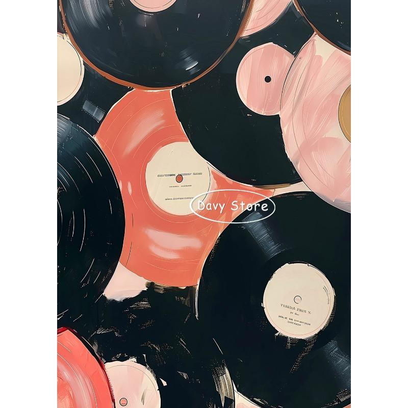 Vintage Record Player Cassette Tape Music Poster Eclectic Pink Wall Art Print Retro Canvas Painting Bar Home Decor Aesthetic