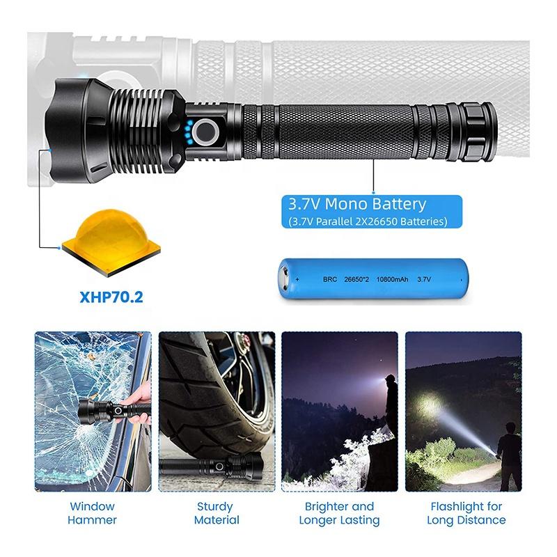 Most Powerful 10W High Lumens 5Modes Waterproof Camping Outdoor Tactical Torch Flash Light Led Usb Rechargeable
