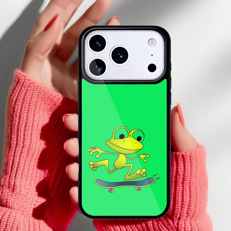 Frog Skateboard Cute Kawaii Phone Case for iPhone 17 16 15 14 13 Pro Max Back Cover for 12 11 Pro Coque