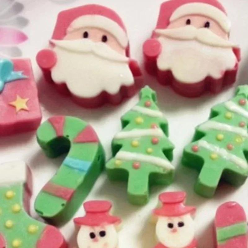 Christmas Tree Snowman Socks Styling Cake Chocolate Molds Ice Cube Tray Baking Kitchen Accessories Small Tools Home Bakeware