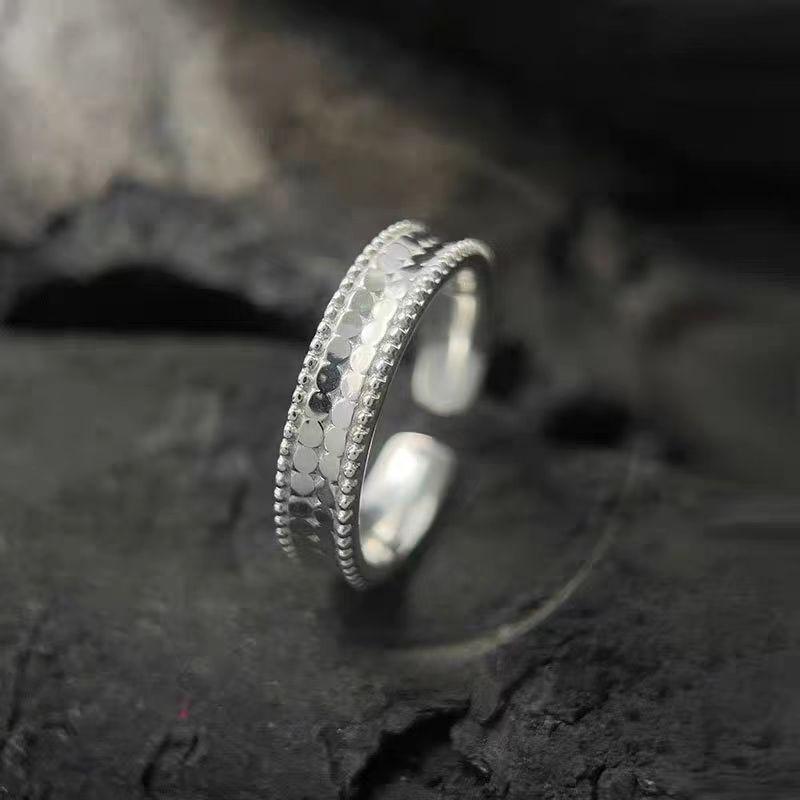 925 Sterlingsilber Damen Glitzernder Schuppenring - Pinky- und Fingeraccessoire mit einfachem, hochwertigem, akribischem Design