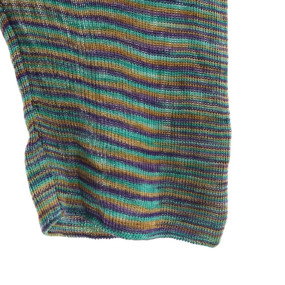 Missoni made in Italy Border Pattern Long sleeve High Neck See-Through Cut Women Used