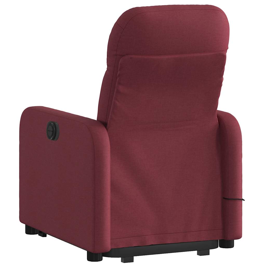 Vidaxl Lift and Massage Armchair, Reclining, Burgundy, Fabric Upholstered