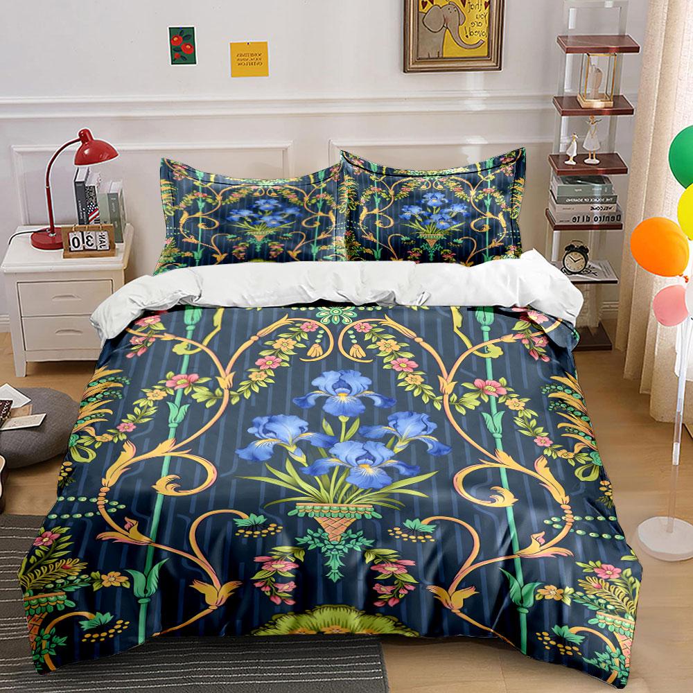 

Blue irises, floral vines. Bedding sets Duvet cover sets Duvet covers Pillowcases(1 * Duvet Cover 2 * Pillowcases, without duvet insert) 135x200cm