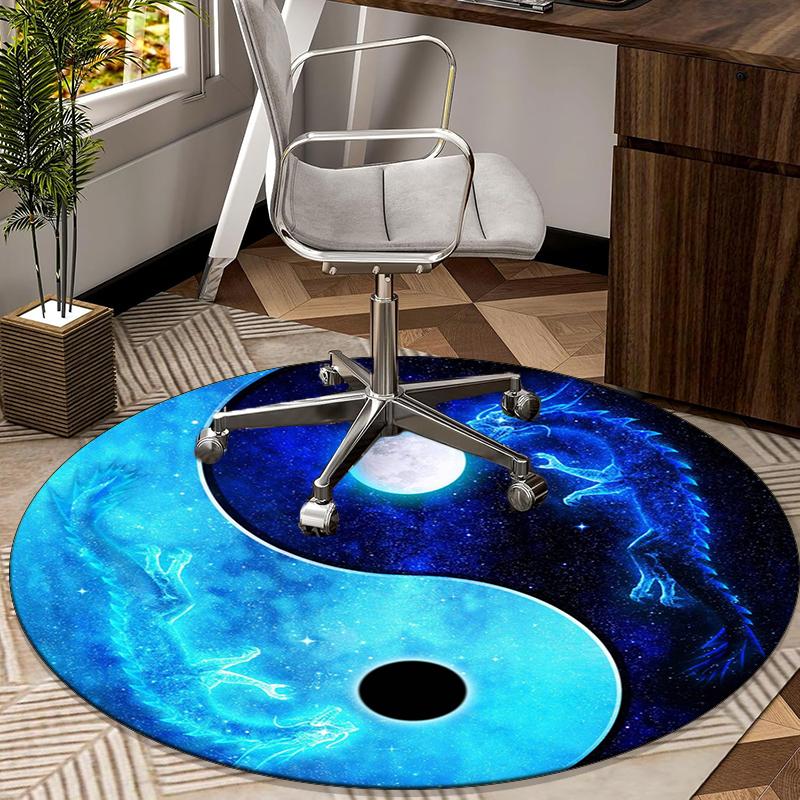Yin-yang Mandala Design round carpet Chair cushion Round Entryway Rug, Soft Round Rugs for Living Room, Bedroom, Circle Carpet decor gifts