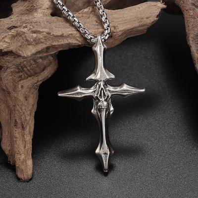 Street Dark Retro Bone Cross Jewelry Pendant Necklace