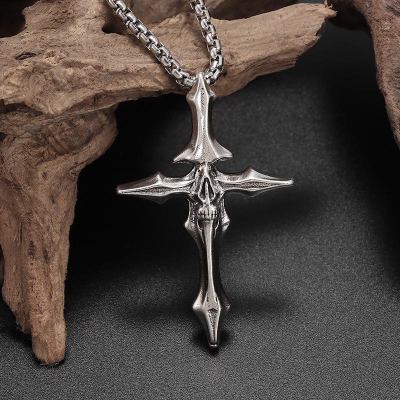 Street Dark Retro Bone Cross Jewelry Pendant Necklace