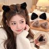 lamb wool Cat Ears Hair Clip Pure Color Mini Grasp Clip Simple Plush Small Hair Claw  Autumn Winter