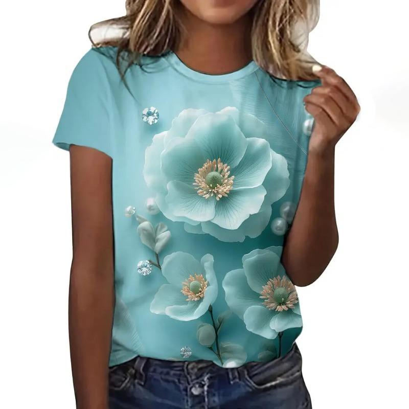 Summer Fashion Flower Rose 3D Printed T-shirt