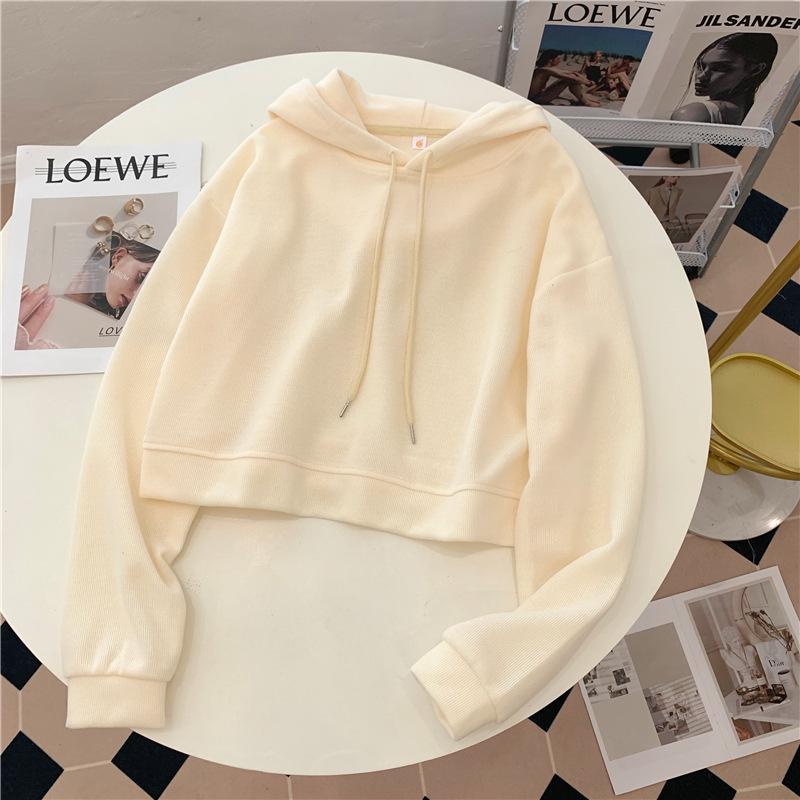 Damen Frühlings- & Herbst-Kapuzenpullover Locker, Koreanischer Schick & Hongkong-Stil, Trendige Kurze Jacke Top