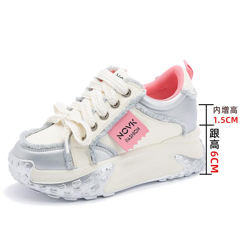 2026 Women s Color blocked Versatile Women s Casual Shoes Thick soled Inner Height Boosting Breathable Dad Shoes Women s Shoes 33