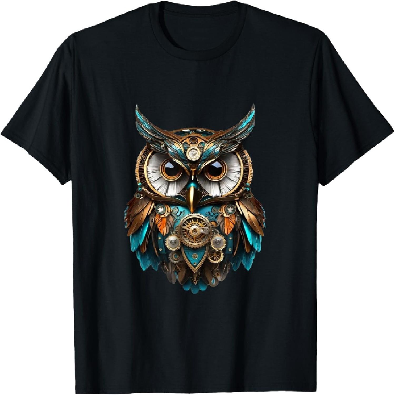 

Steampunk Owl Vintage Engineering Wonder Dystopian Print T-Shirt XXXXXL чорний