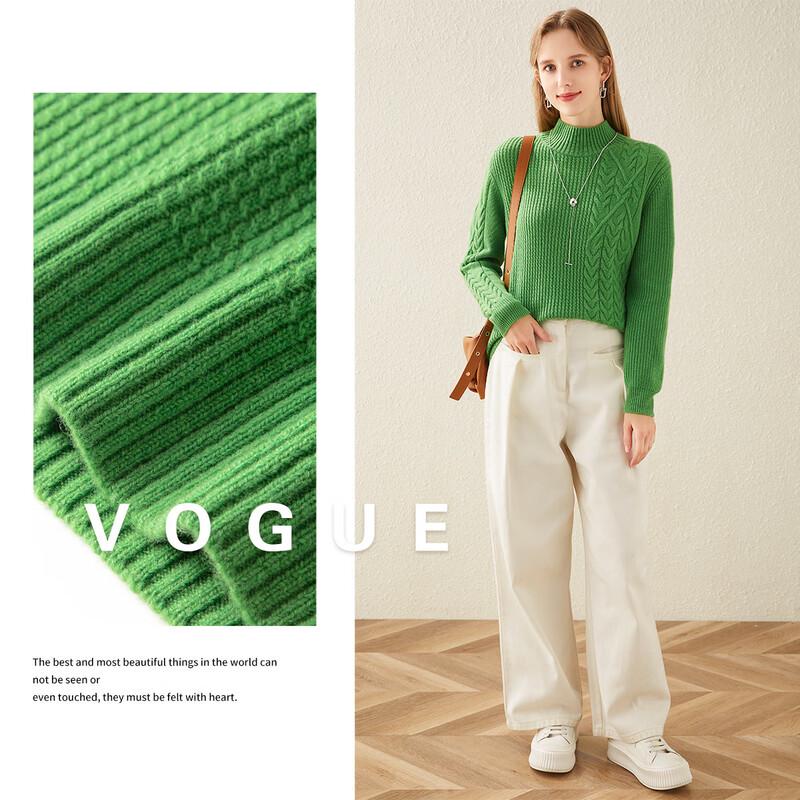 TUHUANG Women's Autumn/Winter Pure Wool Half-Turtleneck Knit Sweater