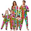 Parent-Christmas Printed Parent-Child Hooded Zip One-piece Homewear