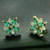 Green/White Cz Flower Stud Earrings Temperament Ear Piercing Accessories For Women Wedding Party Exquisite Girl Jewelry