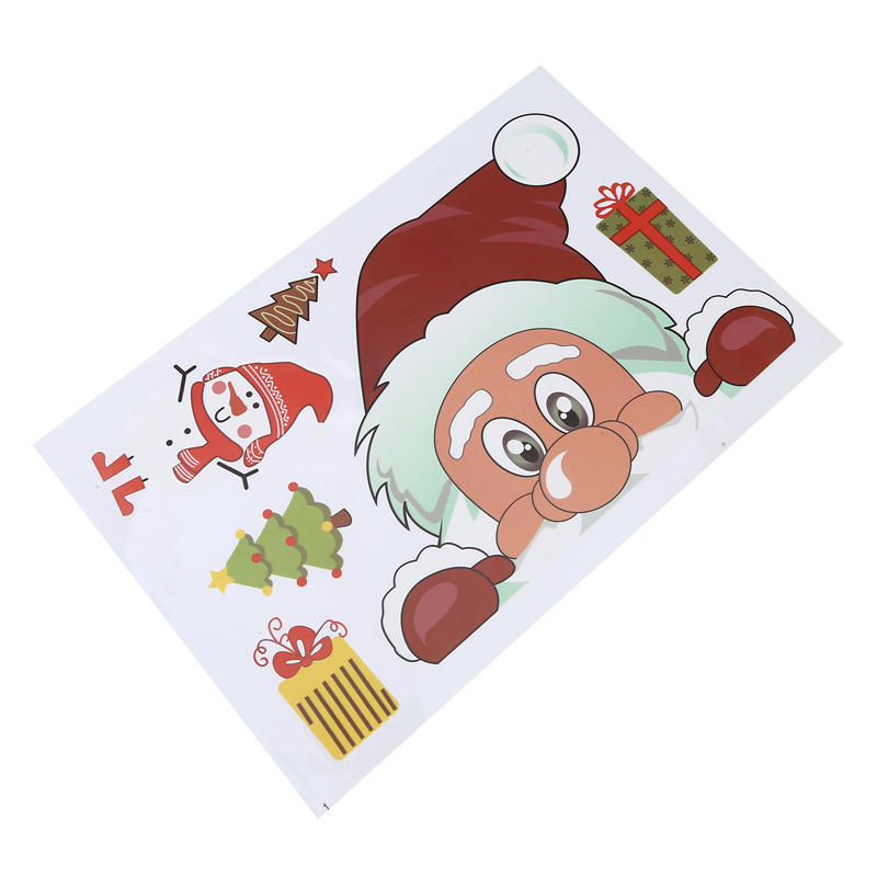 Vánoční elektrostatická samolepka na okno Skleněná nálepka Santa Claus Vločka Samolepky na zeď Pro dětské pokoje Novoroční ozdoby Dekor