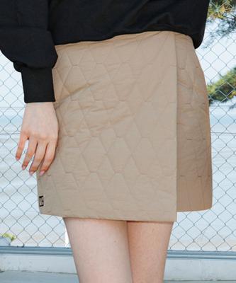 Mackie Padded Wrap Mini Skirt Beige