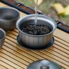 120ml Pure Titanium Sancai Gaiwan Set With 3 Tea Cups,Double-layer,Heat Insulation,Anti-scalding,Premium Gift,Outdoor Tea Set