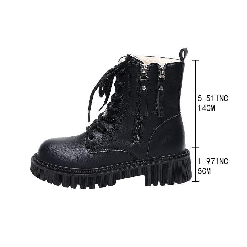 Double zipper velvet Martin boots for women's winter new trendy short tube thick-soled warm short boots for women