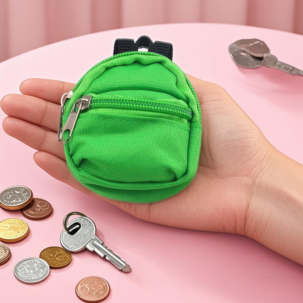 1 Piece Double-Shoulder Zipper Small Coin Purse Keychain Mini Backpack Pendant