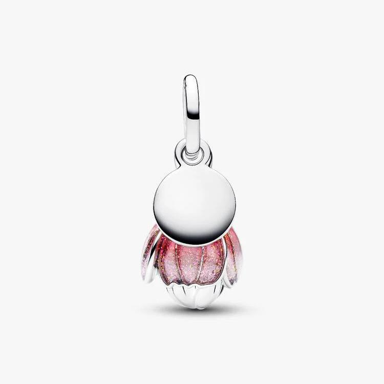 Pandora Two-Tone Blooming Flower Dangle Charm 764453C01 Sterling Silver Gold Plated