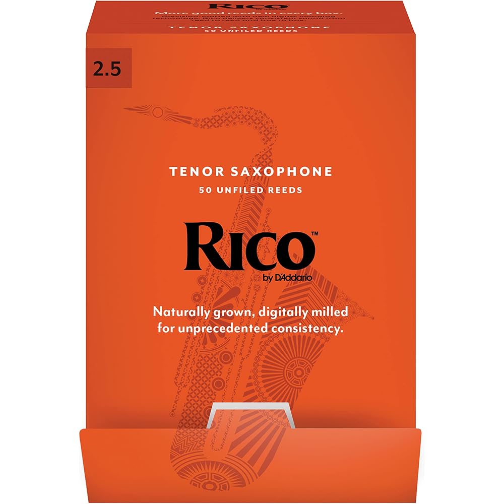 D Addario Rico RKA0125-B50 Tenor Saxophone Reeds Strength 2.5 Pack of 50 Individually Wrapped