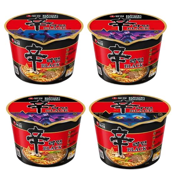 

Shin Ramyun Black Big Bowl 101g × 4 | Korean Spicy Ramen | Random Package (Random Mix of 3 Package Designs) Random Package