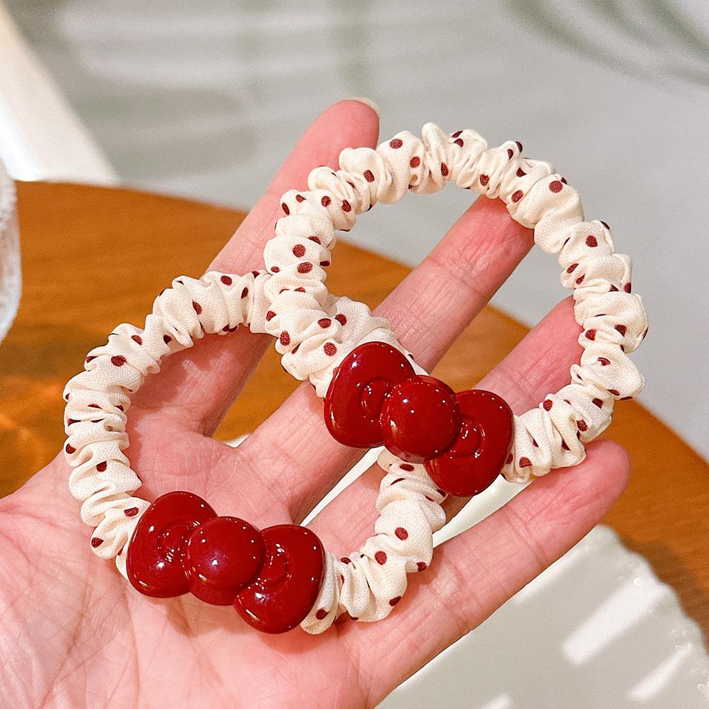 Dot Pattern Bow Hairpin for Side Parting Hair, High Elasticity Small Intestine Hairband, Headband Hair Accessory