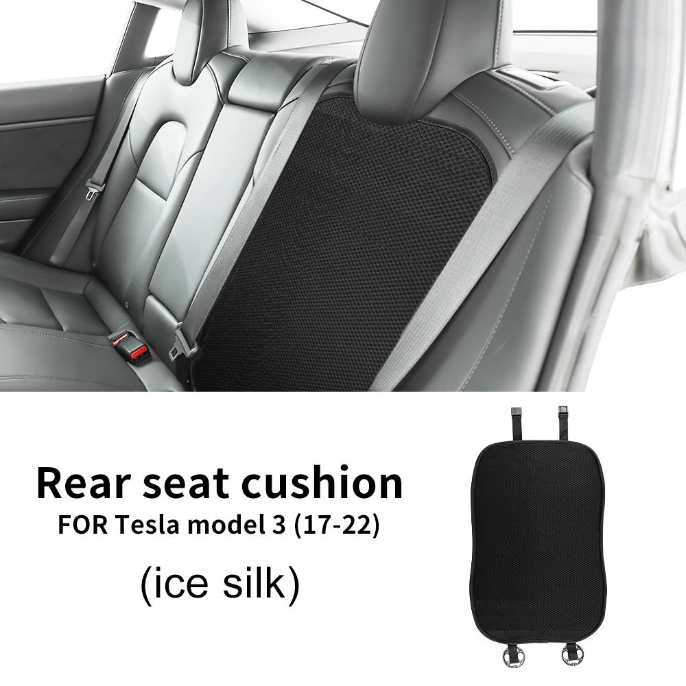Car Seat Cushion Mats for Tesla Model 3 2017- Breathable All Season Ice Silk Back Seat Pad Protector Cover Accessories Ice silk Rear Back
