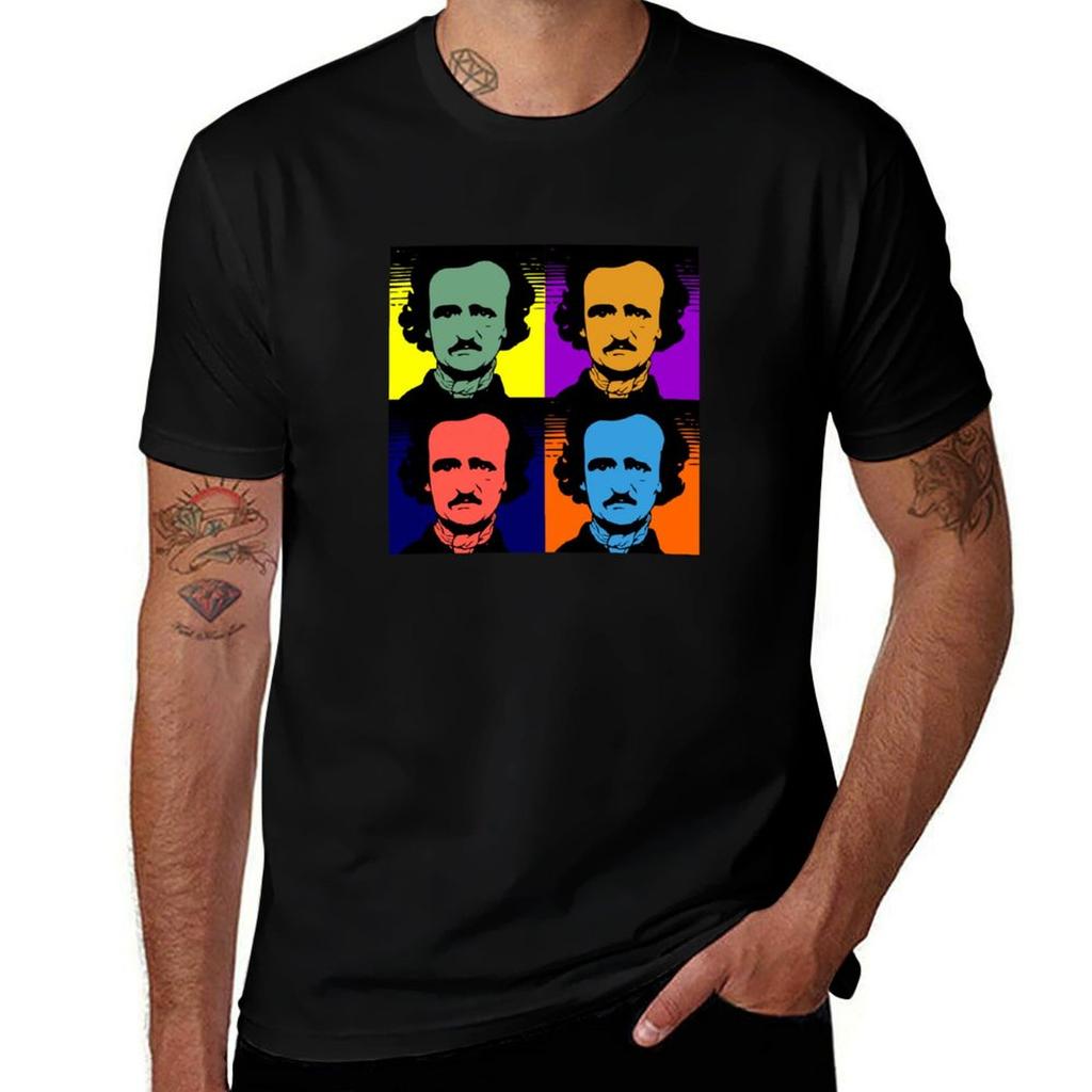 Edgar Allen Poe Pop Art Tshirt Basic Solid Color Casual Tee Shirt Tshirt