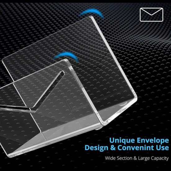 Acrylic Mail Holder Clear File Letter Organizer Smooth Edge Burr-Free Lightweight Countertop Vertical Envelope Mail Holder
