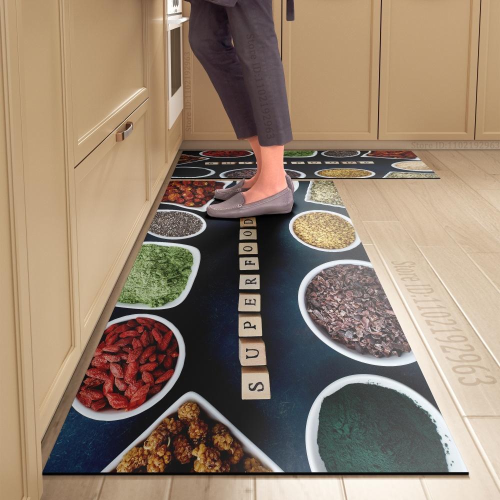 Spice Pattern Kitchen Mat Non-Slip Machine Washable Rug Set for Home Decor Anti-Fatigue Floor Mats Comfort Standing Pad