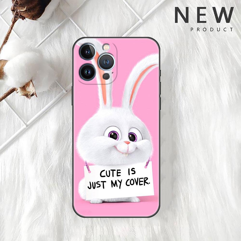 Cute Rabbit Case For Apple iPhone 11 13 14 12 Pro Max 7 8 XR X 6 5 5S SE 2022 13ProMax Black Silicone Phone Funda