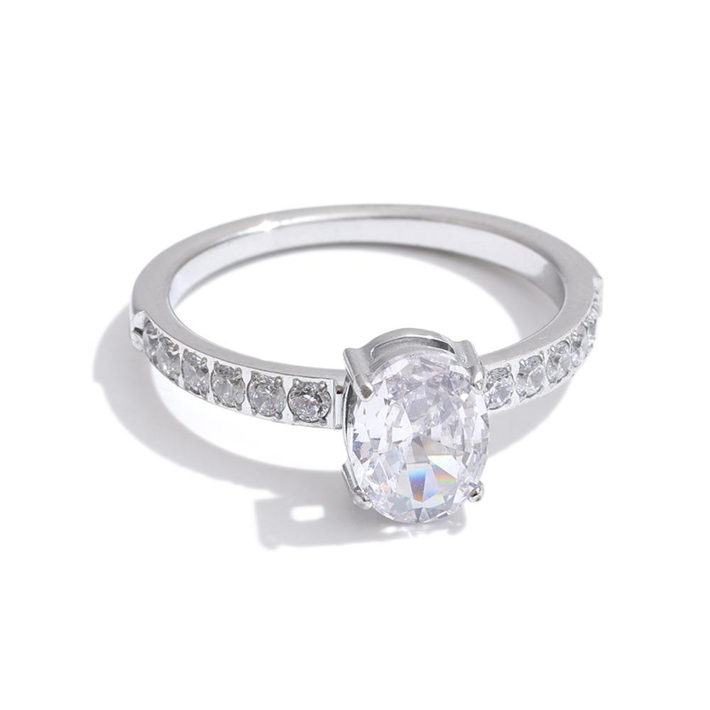 Yhpup Size 6789 AAA Shiny Cubic Zirconia Engagement Wedding Ring for Women Stainless Steel High Quality Premium Jewelry Gift